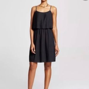 Black pleated mini dress